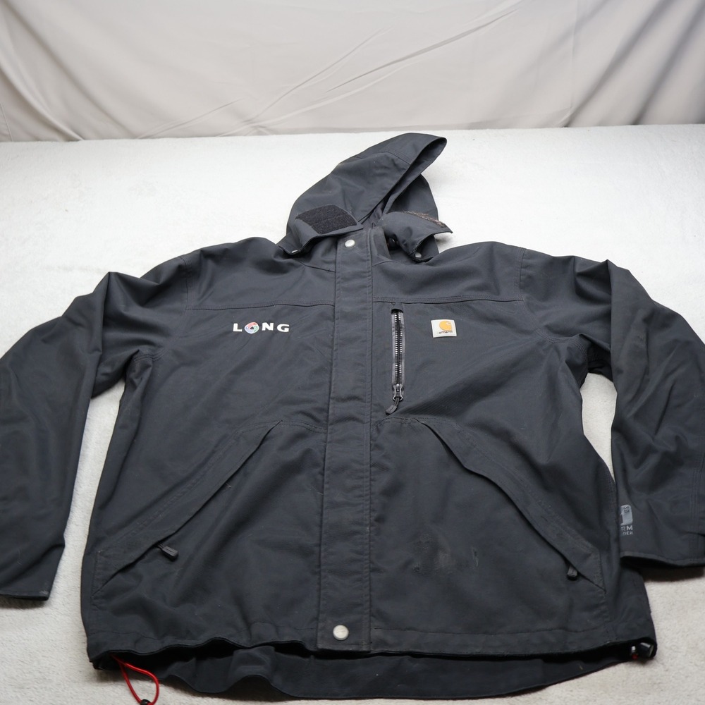 Carhartt Shoreline Jacket Mens Medium Black Storm Defender Waterproof LOGO J162